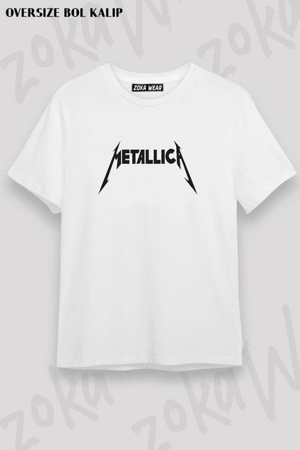 Unisex Oversize Fit Metallica Logo Design Printed Tshirt