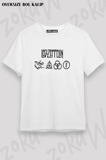 Unisex Oversize Mold Led Zeppelin Design Printed Tshirt