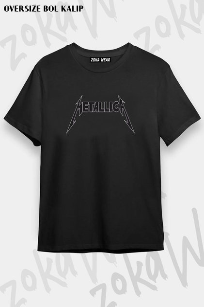 Unisex Oversize Fit Metallica Logo Design Printed Tshirt