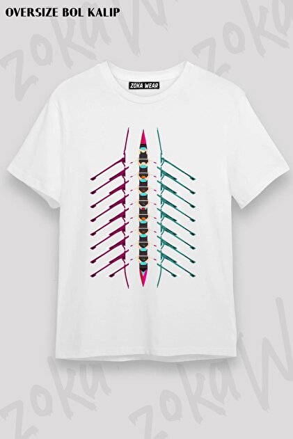 Unisex Oversize Fit Paddle Rowing Sport Design Printed Tshirt