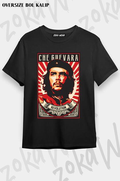 تيشيرت مطبوع بتصميم Che Guevara Viva La Revolucion كبير الحجم للجنسين