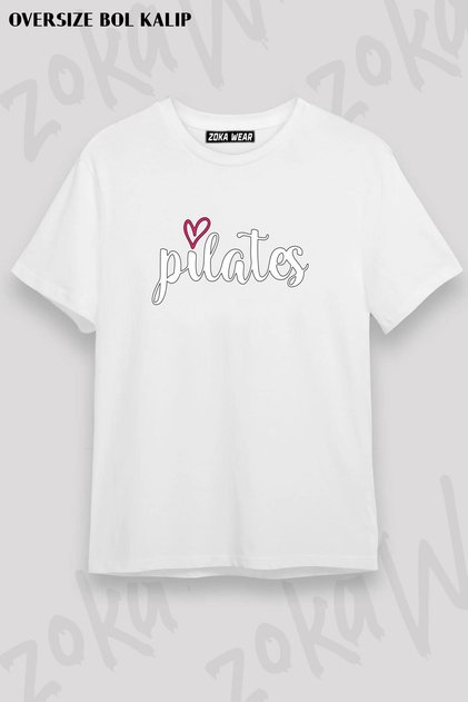 Unisex Oversize Fit Pilates Lettering Design Printed Tshirt