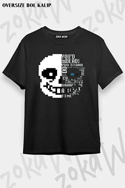 ZOKAWEAR Unisex Oversize Kalıp Undertale Sans Tasarım Baskılı