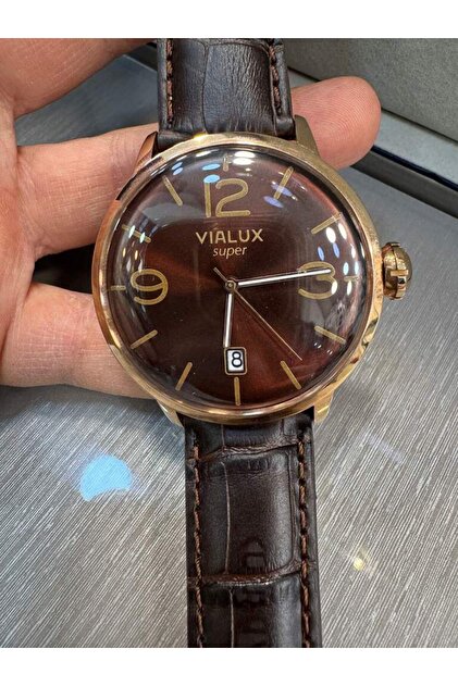 Vialux Vs819r-06fr Kahverengi Deri Kemerli Retro Erkek Kol Saati