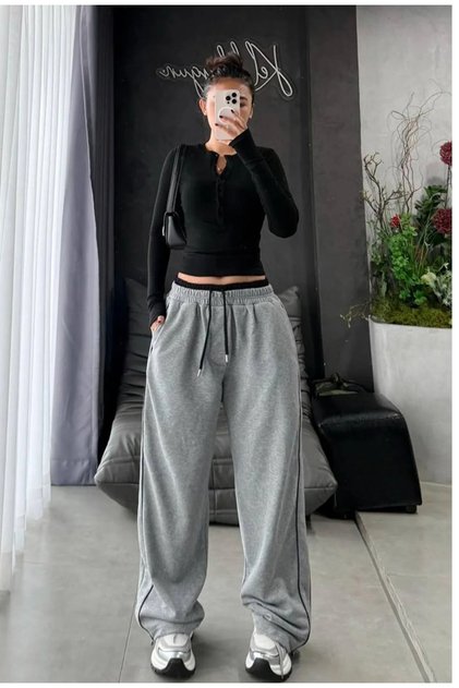 Y2k  Trend Siyah Örme Pantolon Eşofman