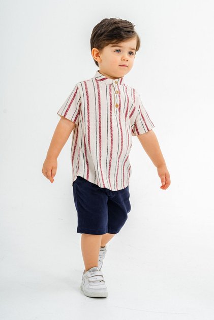 Stylish Shirt and Adjustable Waist Short-Sleeved Shorts 2-Piece Set Children's and Baby Clothing Special Day Bayra