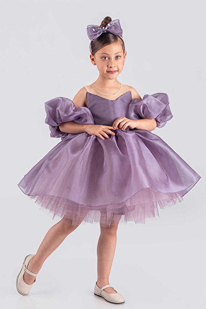vestitino Lilac Princess Model Fluffy Girl's Evening Dress 1666- Trendyol