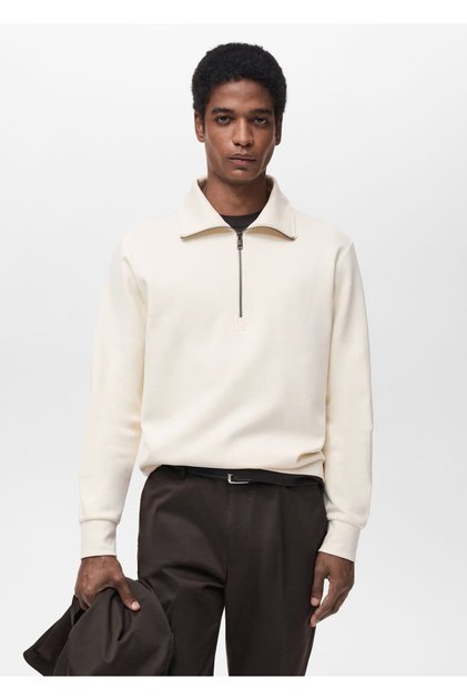 Fermuarlı regular kesim pamuklu sweatshirt