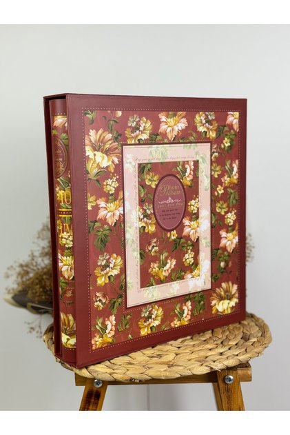 10x15cm 500 Fotoğraf Kapasiteli Kutulu Çiçek Desenli Lüks Ofset Fotoğraf Albümü