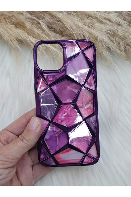 iPhone 12 and 12 Pro Compatible Geometric Diamond Patterned Transparent or Colorful Usable Case