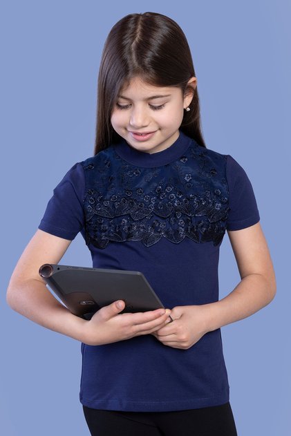 Girl's Front Floral Lace T-Shirt