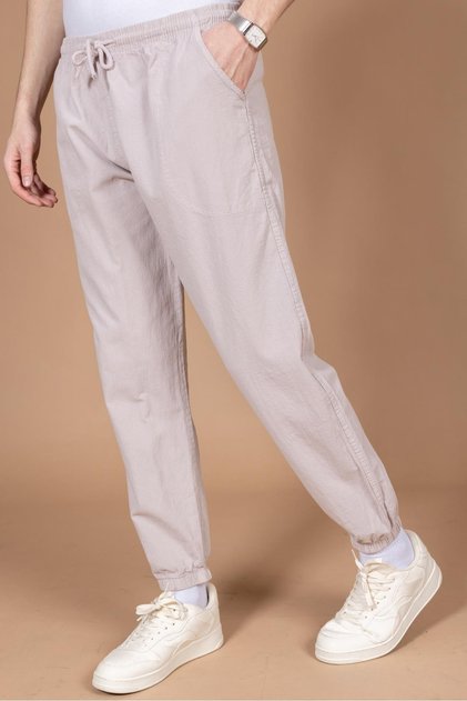 Men's Raw Cloth Comfortable Fit 100% Natural Cotton Elastic Leg Sweatpants Bottom Pants 2045