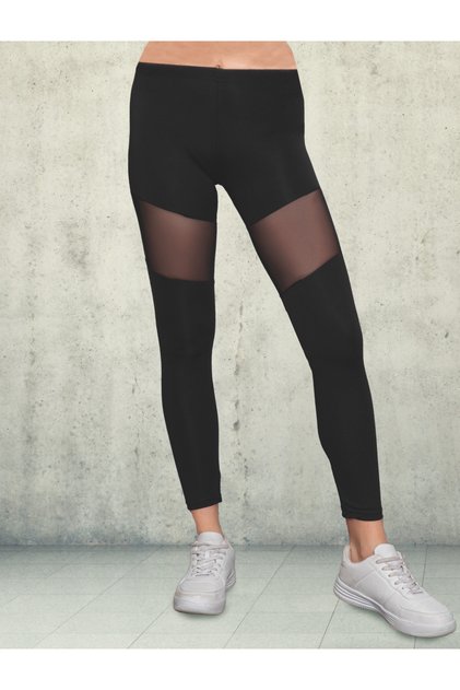 Chiffon Detailed Long Leggings - 90% Cotton - 5066