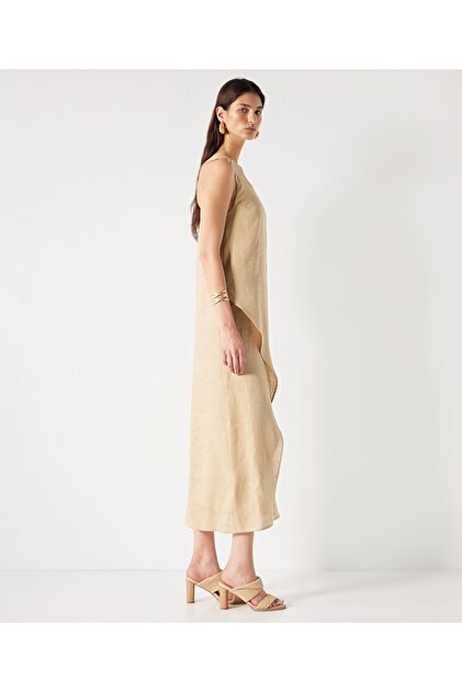pekyol Leinenkleid mit Bambus-Accessoires- Trendyol