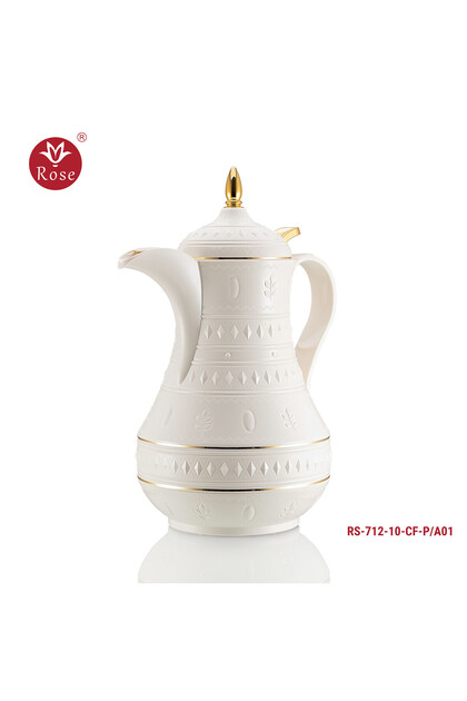 Thermos 712, 1 liter capacity, white, rose tea pressure