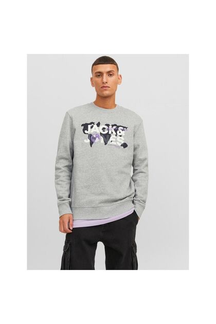Jack&Jones Dust Erkek Gri Bisiklet Yaka Sweatshirt