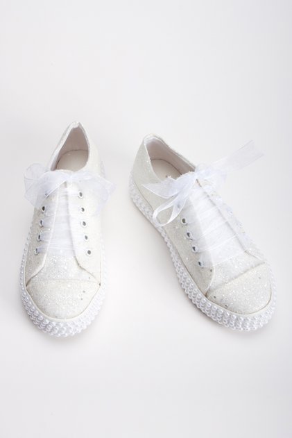 Women's Stone Embroidered Sports Style Wedding Dress Shoes