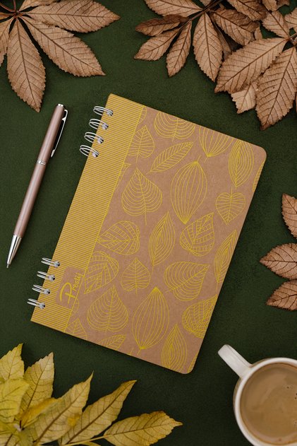Yellow Leaves Kraft Lined Notebook