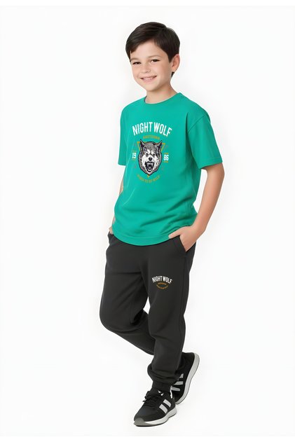 Boy's Season Night Wolf Printed Bottom Suit