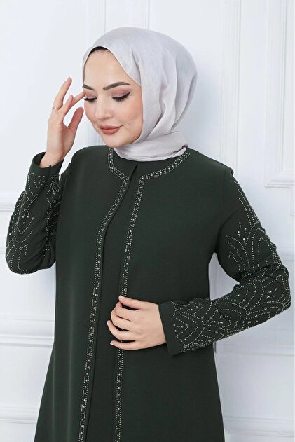Kolu Taş Detaylı Anne Elbisesi