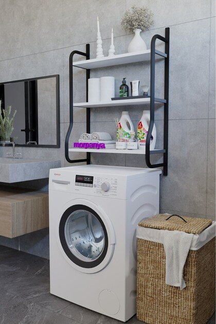 Bany Çamaşır Makinesi Üstü Düzenleyici Raf Banyo Dolabı Rafı Makina Üstü Dolap Raf Beyaz