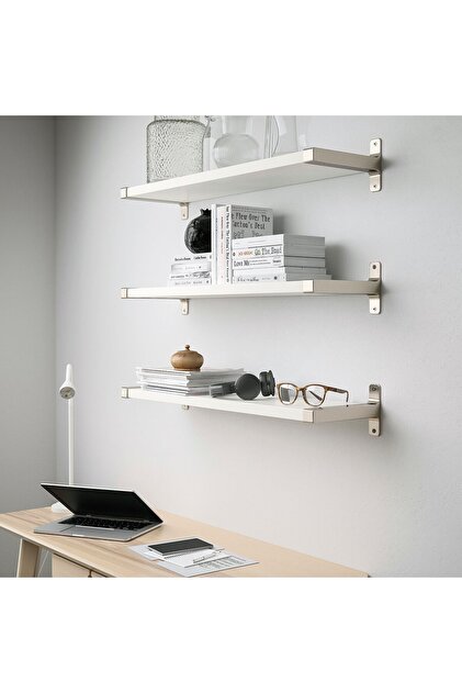 IKEA duvar rafı kombinasyonu, beyaz-nikelaj kaplama, 80x20 cm