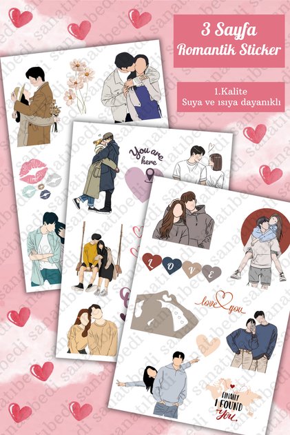 3 Sheets Romantic Sticker Set - Waterproof Retro Sticker for Laptop, Bullet Journal, Phone and Agenda