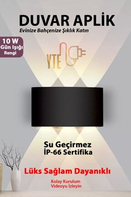 Gün Işığı Duvar Dekoratif Işıklı 10 W Aplik Su Geçirmez İç-Dış Mekan