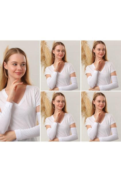 Hijab Sleeves Set of 5 White Prayer Sleeves Sports Sleeves