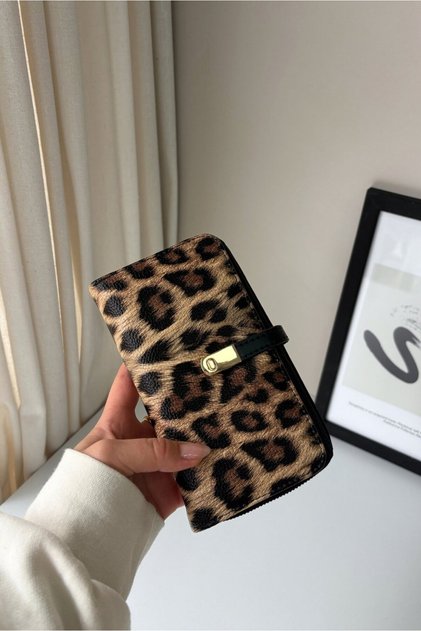 Faux Leather Wallet with Phone Compartment