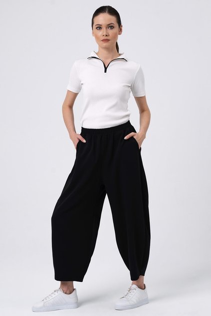 Elastic Waist Loose-Leg Pants (B22-14500)