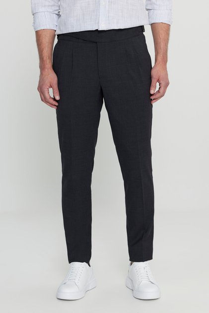 Men's Gray Slim Fit Slim Fit Elastic Waist Side Pocket Casual Pants