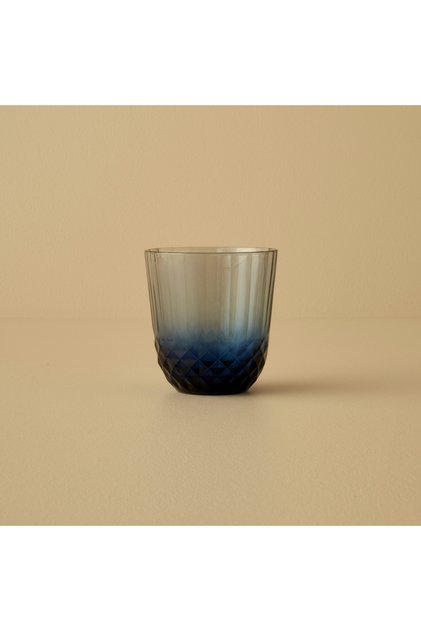 Colore Blue Cut Glass Set of 6, 320 Cc.