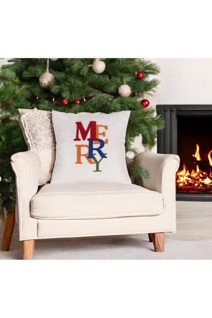 New Year Throw Pillow Cover White Background Punch Patterned New Year Suzane Punch 45X45
