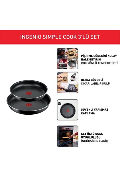TEFAL Titanyum Ingenio Simple Cook 1X Küçük Set - 3 Parça - Fiyatı