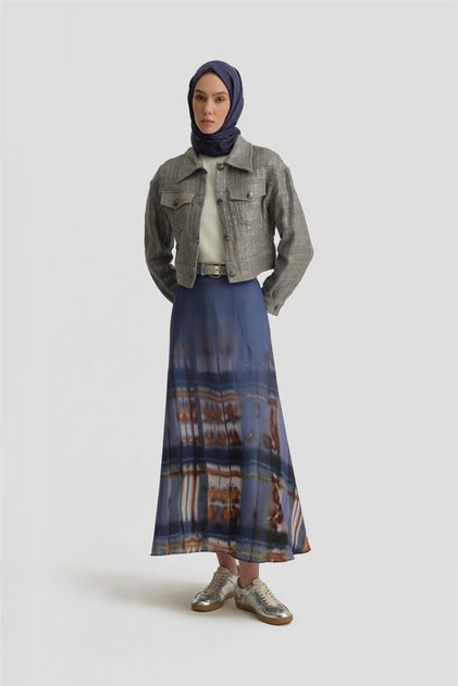 Misty Purple Printed Flounce Skirt - 25Y1817