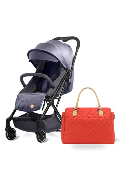 عربة أطفال ترافل لايت - SLD من تيكنوم مع حقيبة حفاضات Sunveno Styler Fashion - رمادي غامق