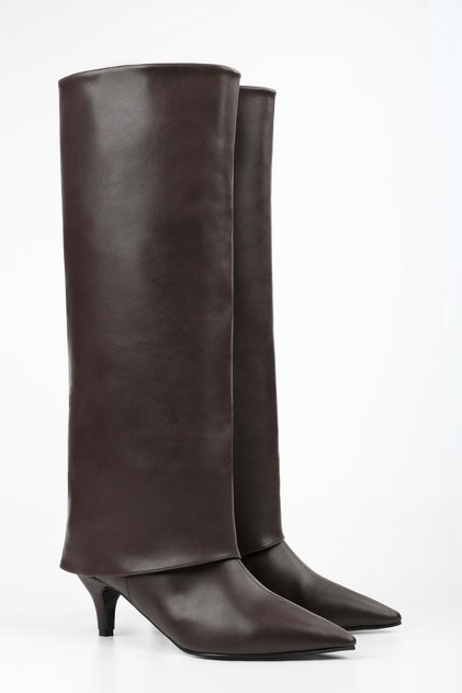 Women's Gleam Brown Leather Detailed Boots