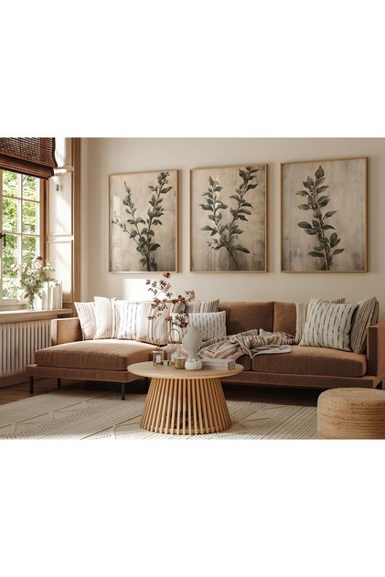 3'lü Ahşap Çerçeveli Tablo Seti Tree