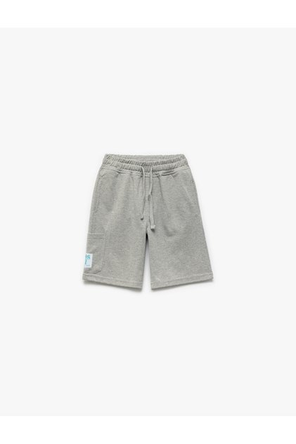 Cotton Applique Pocket Detailed Waist Tie Shorts