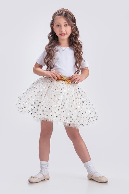Star Printed 23 April Fluffy Show Birthday Party Skirt