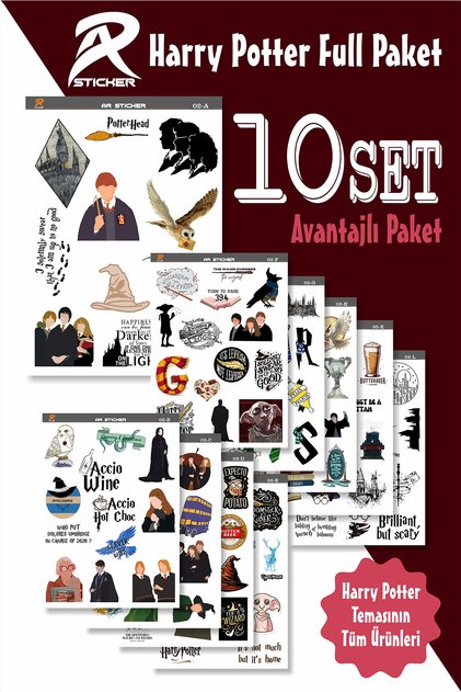 Harry Potter Temalı Laptop Notebook Tablet Sticker Full Paket - 10SET