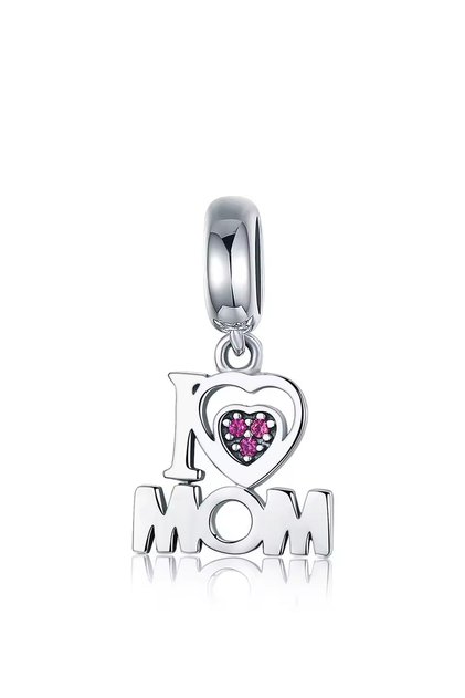 سحر فضي معلق على شكل I Love Mom