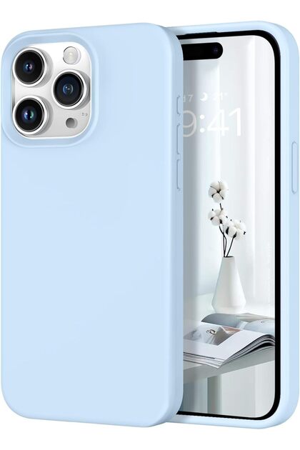 iPhone 15 PRO MAX Kılıf İçi Kadife Kamera Yükseltili Lansman Silikon Kapak Bebe Mavi