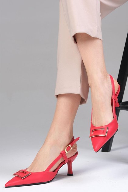 Larisa Red Color Women's Heeled Shoes