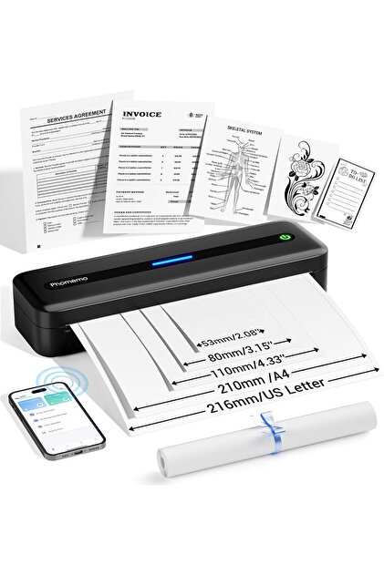 Phomemo M832 Termal A4 Taşınabilir Yazıcı, Siyah, 300 Dpi