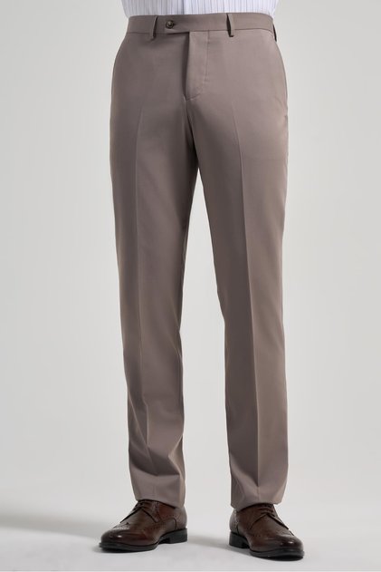 Men's Brown Flexible Comfort Fit Trousers with Side Pockets 1003250159