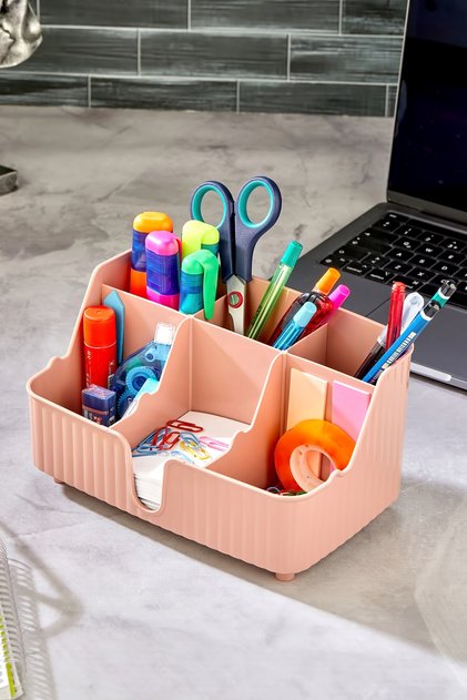 Organizator multifuncțional de masă Line 6' cu compartimente Suport stilou -bijuterii- Organizator de machiaj