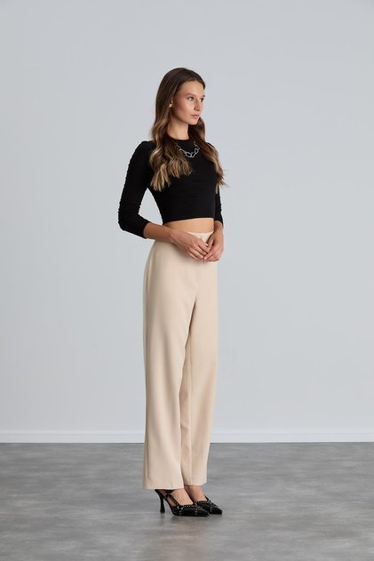 Işil 4550-High Waist Pocketless Palazzo Pants