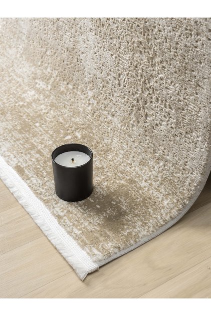 Vita Serisi Bambu Dokulu Modern Sık Dokuma Koridor Kesme Yolluk Dokuma Makine Halısı (6001-Vizon)